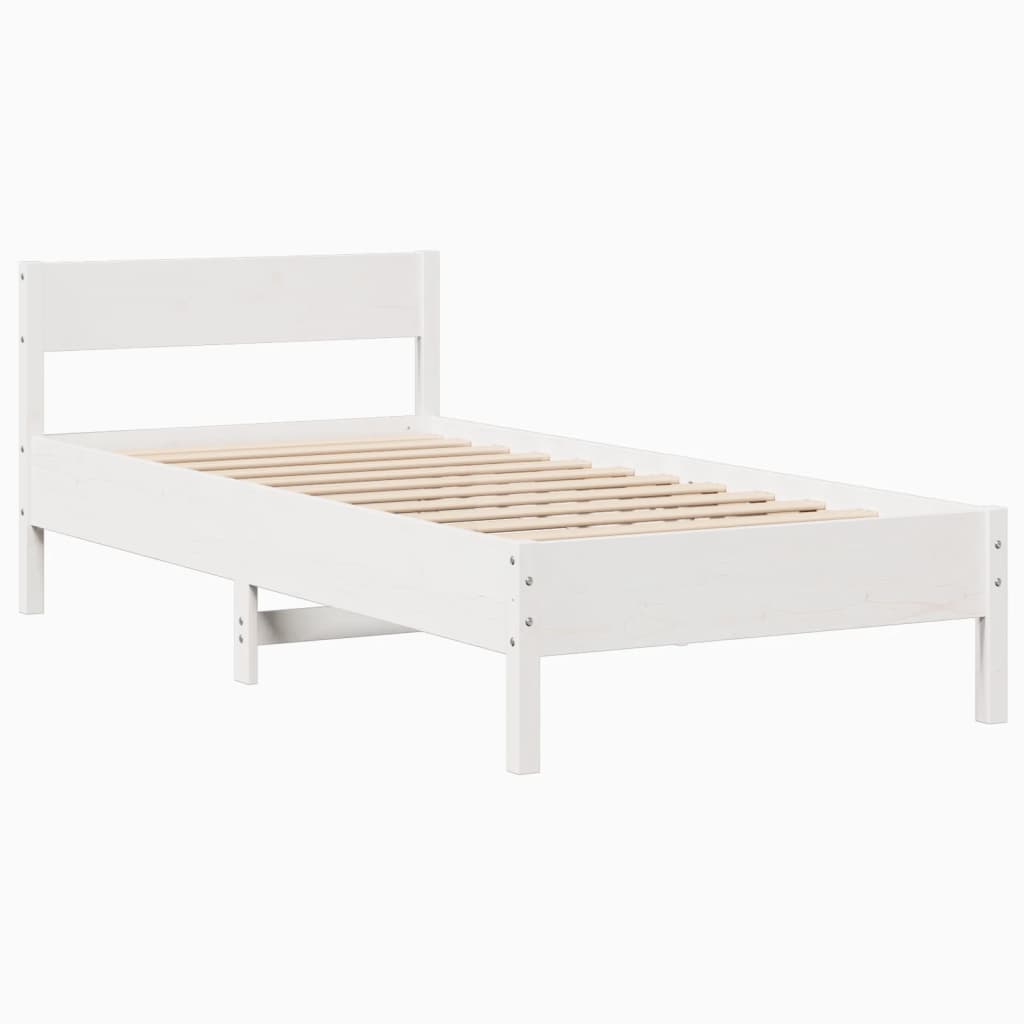 Bed Frame without Mattress White 75x190 cm Small Single Solid Wood Pine