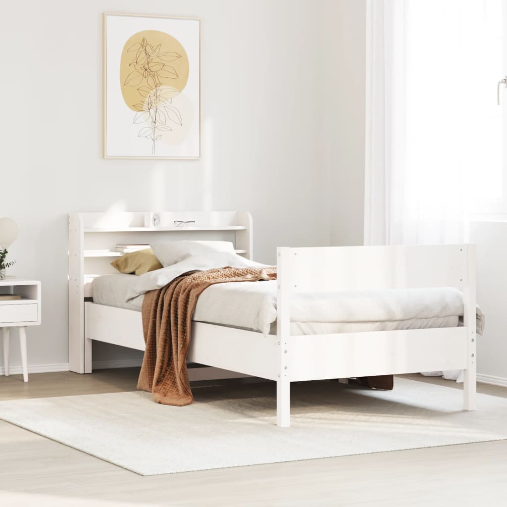 Bed Frame without Mattress White 75x190 cm Small Single Solid Wood Pine