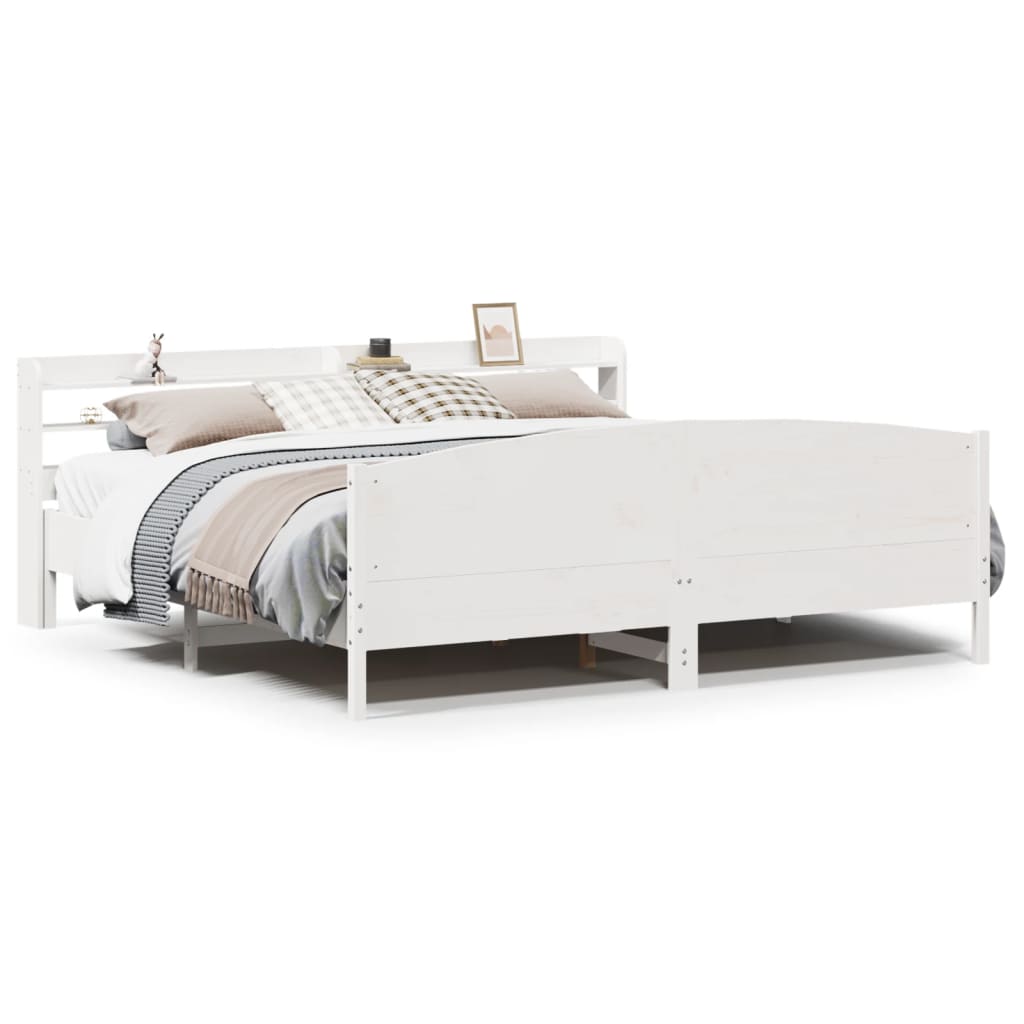 Bed Frame without Mattress White 200x200 cm Solid Wood Pine