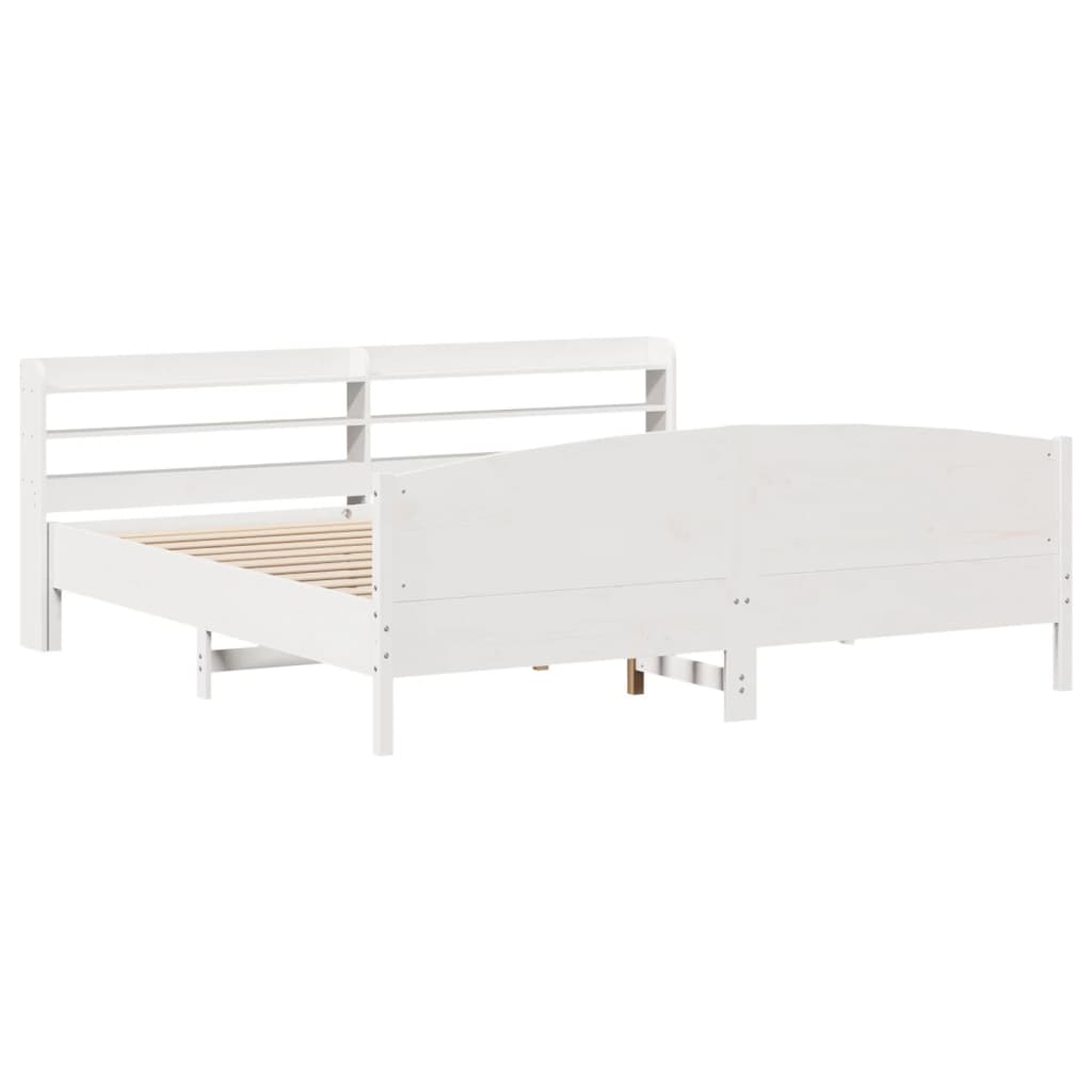 Bed Frame without Mattress White 200x200 cm Solid Wood Pine