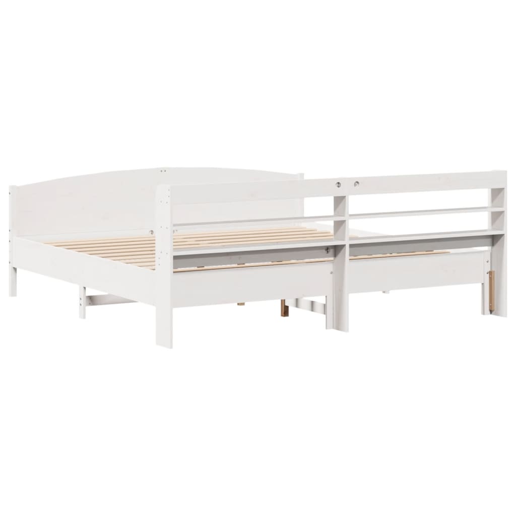 Bed Frame without Mattress White 200x200 cm Solid Wood Pine