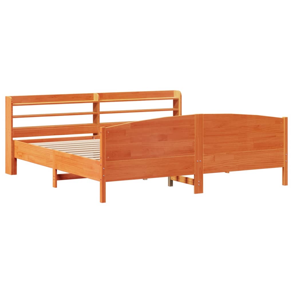 Bed Frame without Mattress Wax Brown 200x200 cm Solid Wood Pine