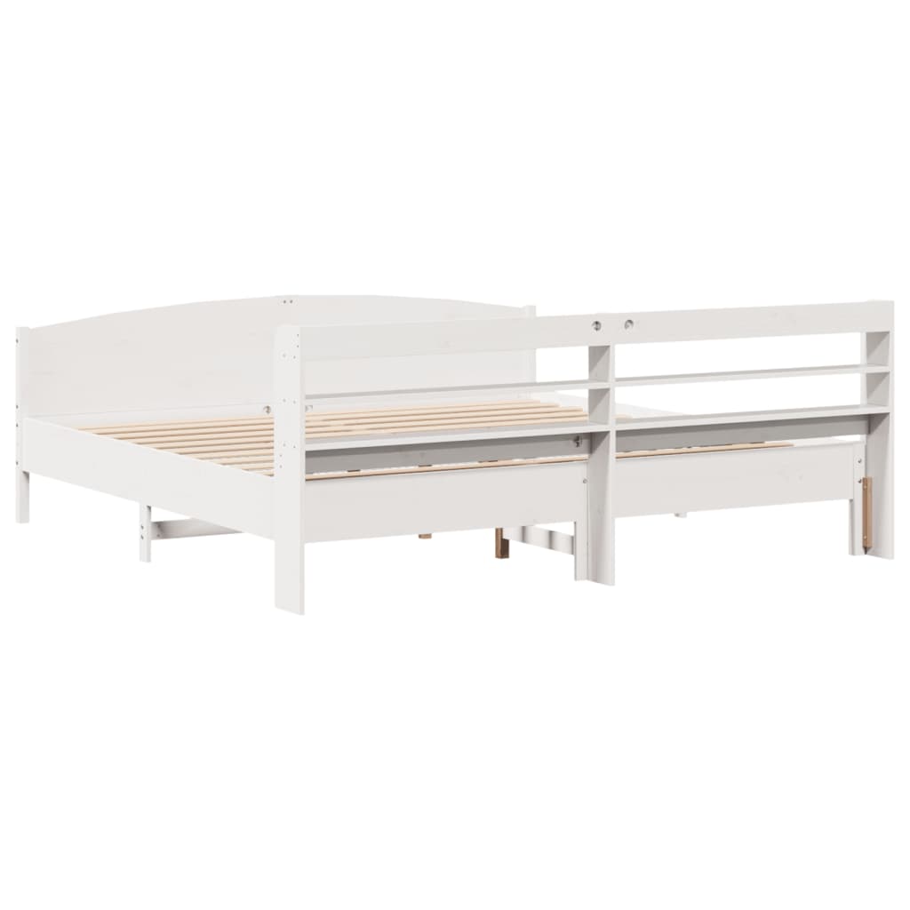 Bed Frame without Mattress White 180x200 cm Super King Solid Wood Pine