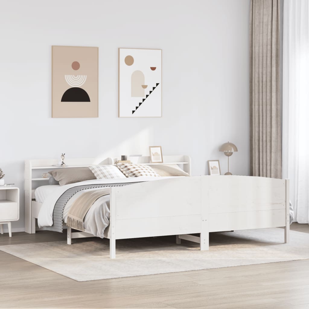 Bed Frame without Mattress White 180x200 cm Super King Solid Wood Pine