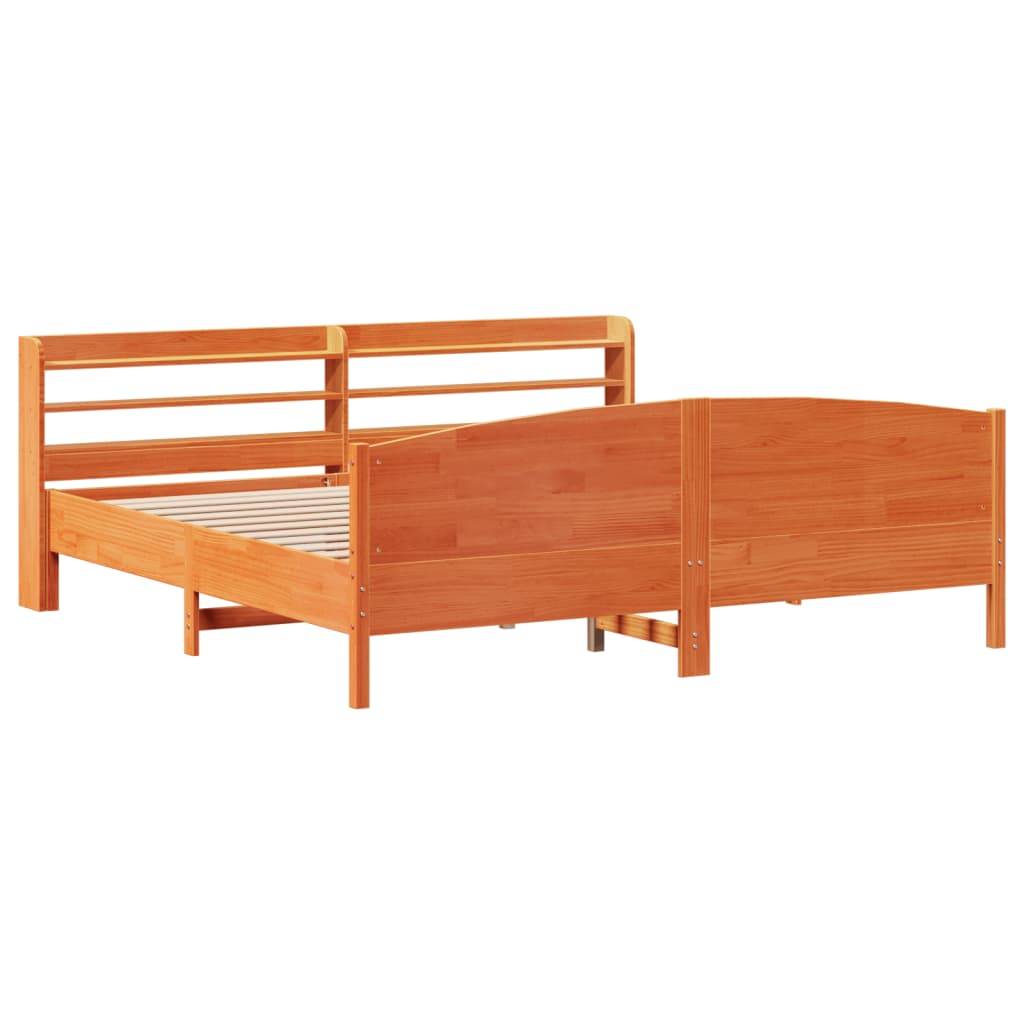 Bed Frame without Mattress Wax Brown 180x200 cm Super King Solid Wood Pine
