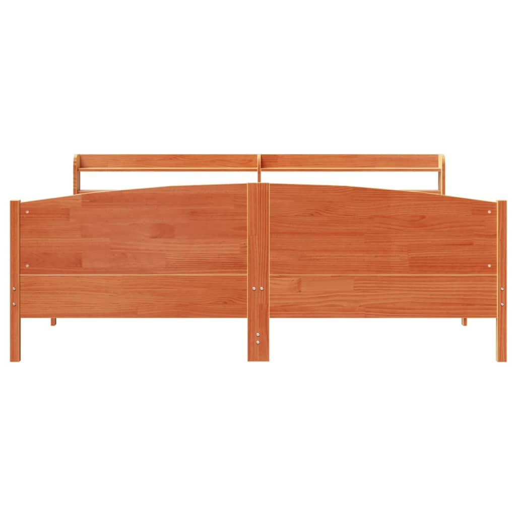 Bed Frame without Mattress Wax Brown 180x200 cm Super King Solid Wood Pine