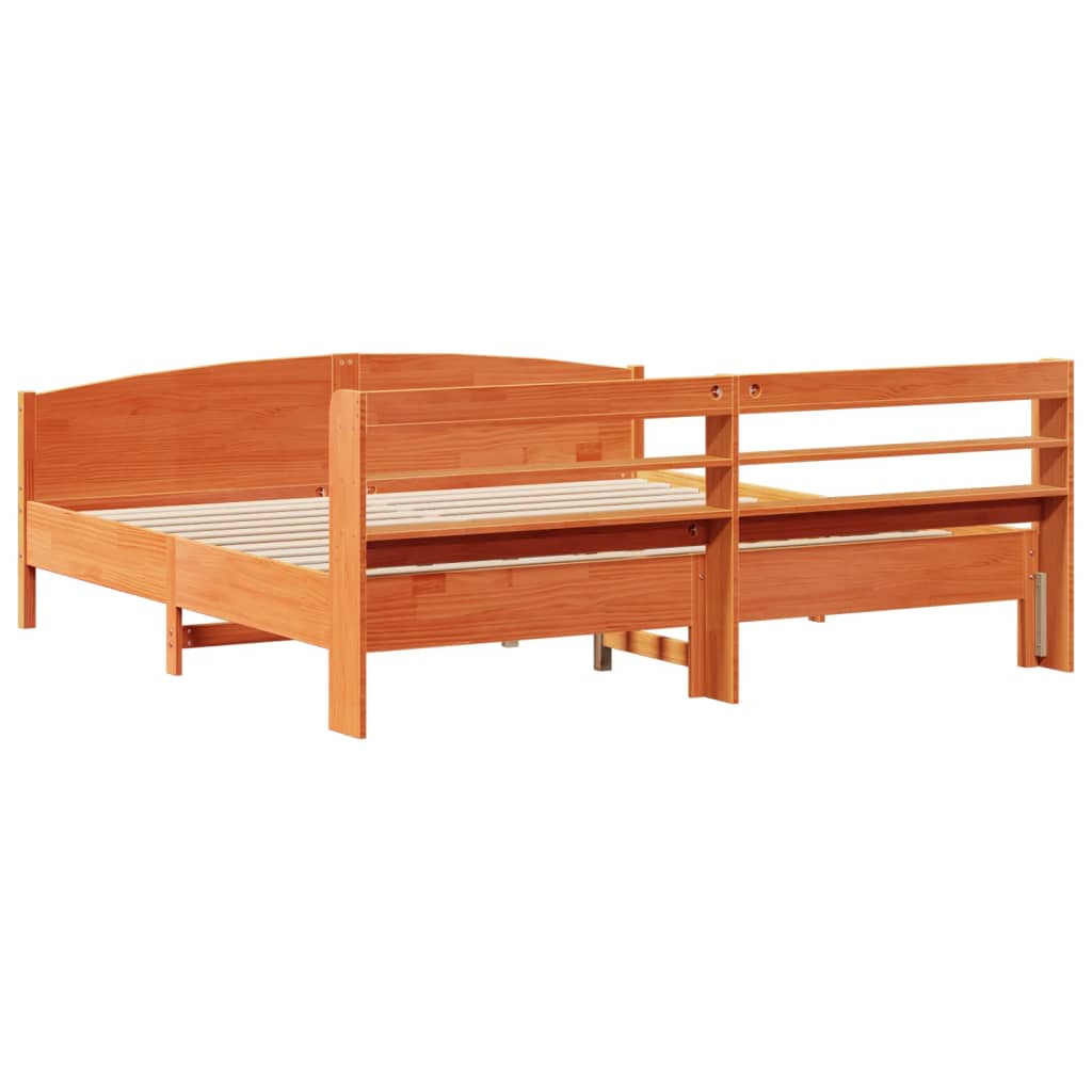 Bed Frame without Mattress Wax Brown 180x200 cm Super King Solid Wood Pine
