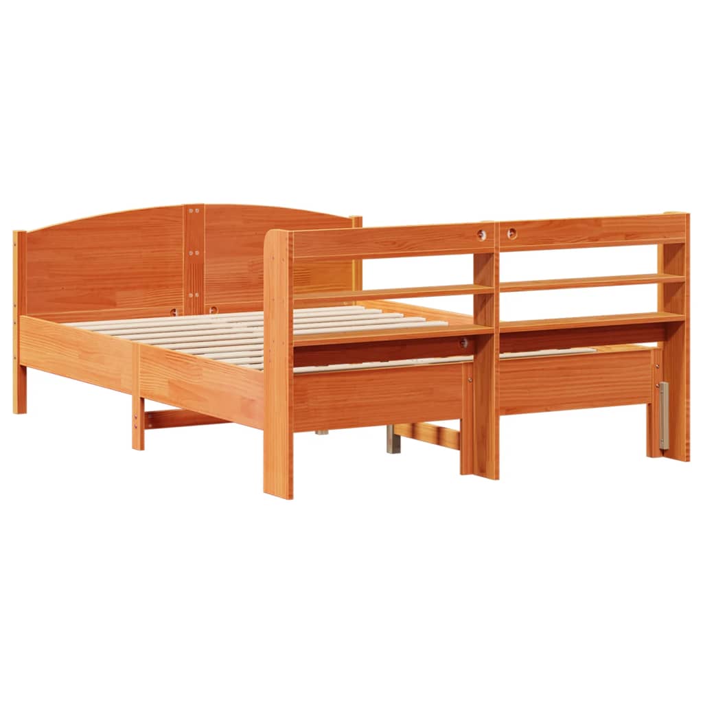 Bed Frame without Mattress Wax Brown 140x200 cm Solid Wood Pine