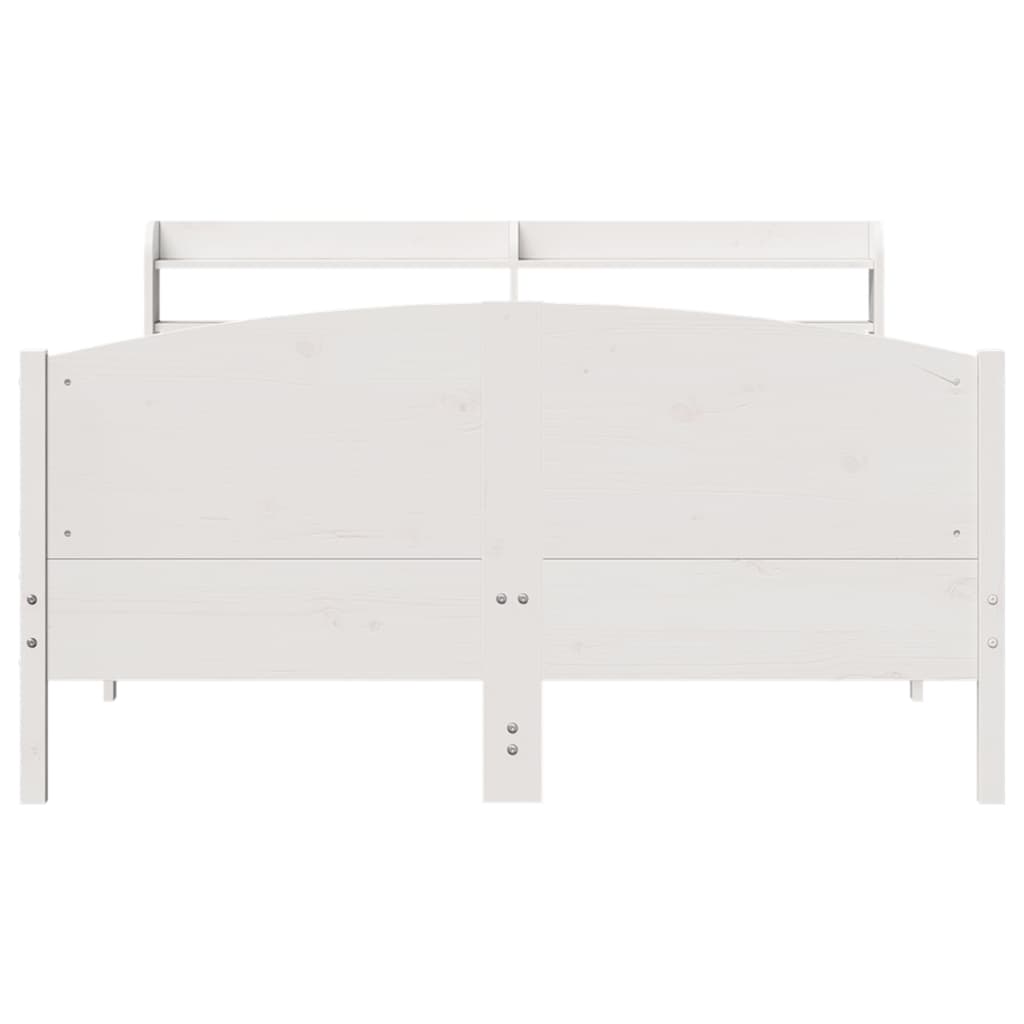 Bed Frame without Mattress White 135x190 cm Double Solid Wood Pine