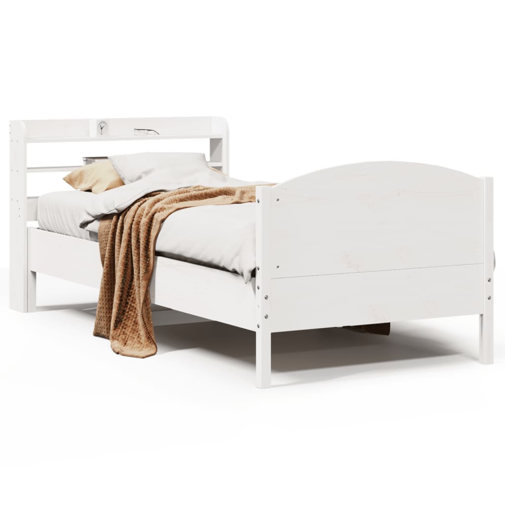 Bed Frame without Mattress White 100x200 cm Solid Wood Pine