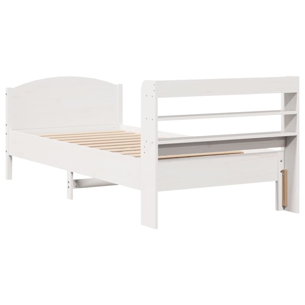 Bed Frame without Mattress White 100x200 cm Solid Wood Pine