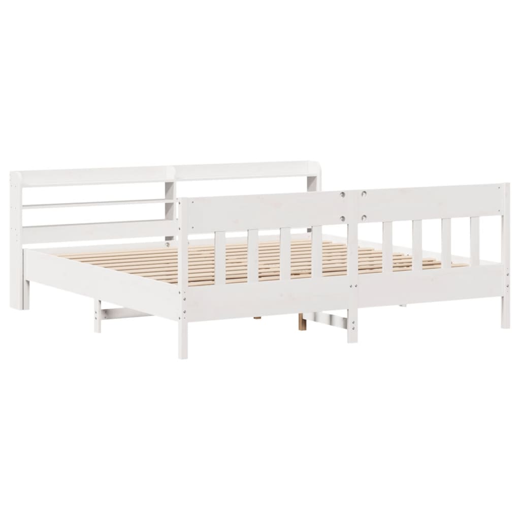 Bed Frame without Mattress White 200x200 cm Solid Wood Pine