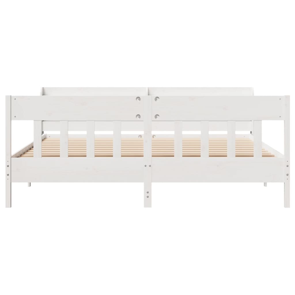 Bed Frame without Mattress White 200x200 cm Solid Wood Pine