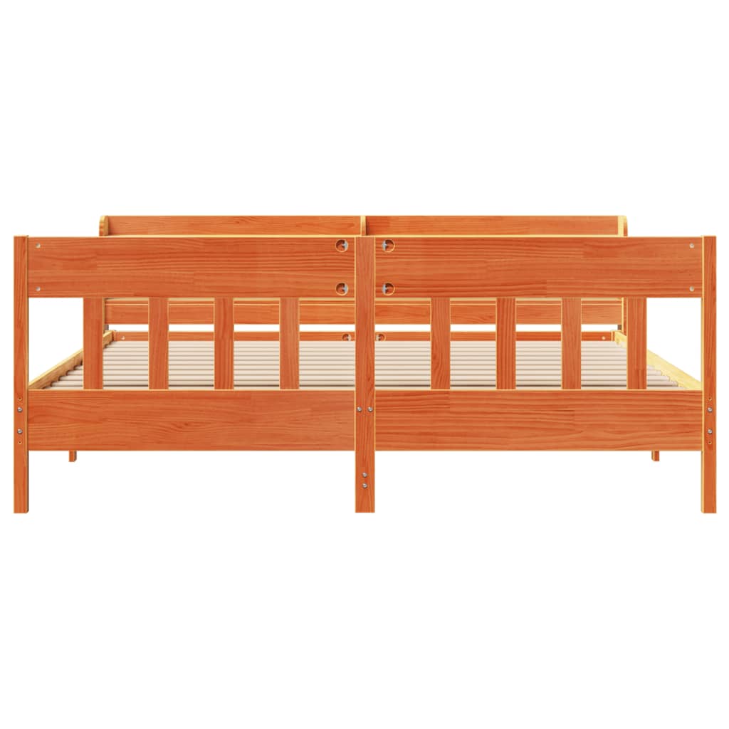 Bed Frame without Mattress Wax Brown 200x200 cm Solid Wood Pine