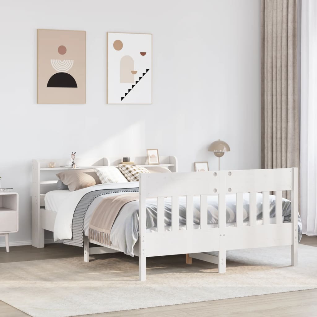 Bed Frame without Mattress White 160x200 cm Solid Wood Pine