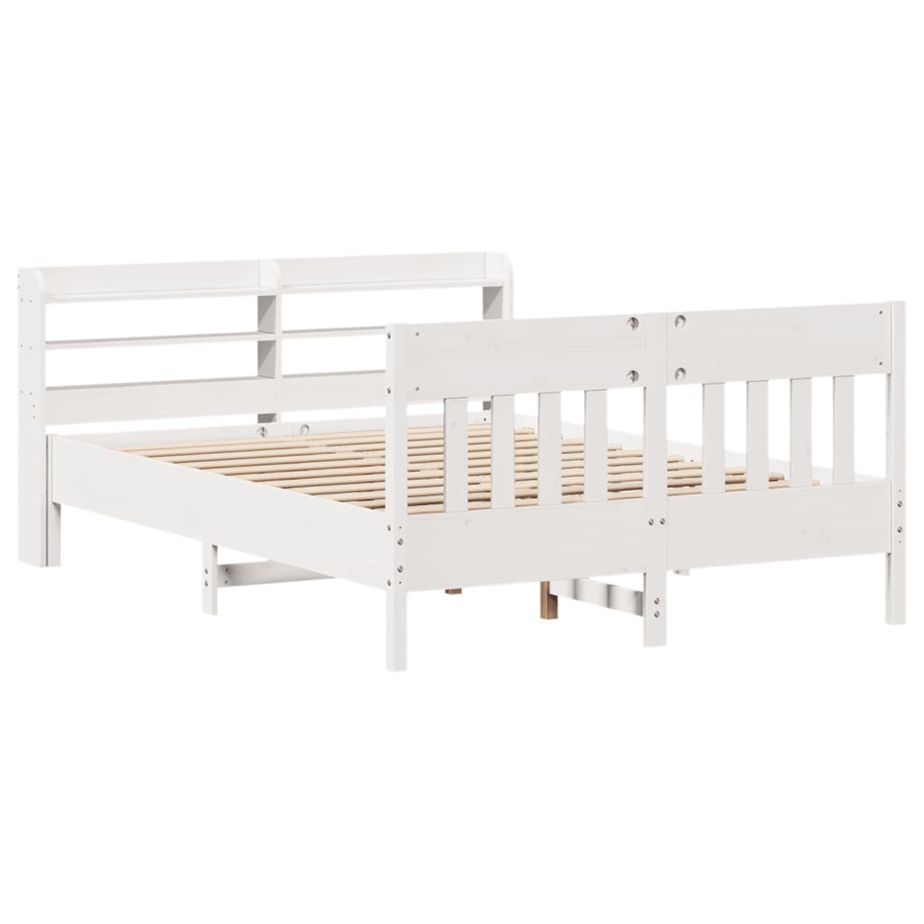Bed Frame without Mattress White 140x200 cm Solid Wood Pine
