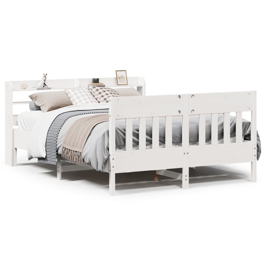 Bed Frame without Mattress White 120x200 cm Solid Wood Pine