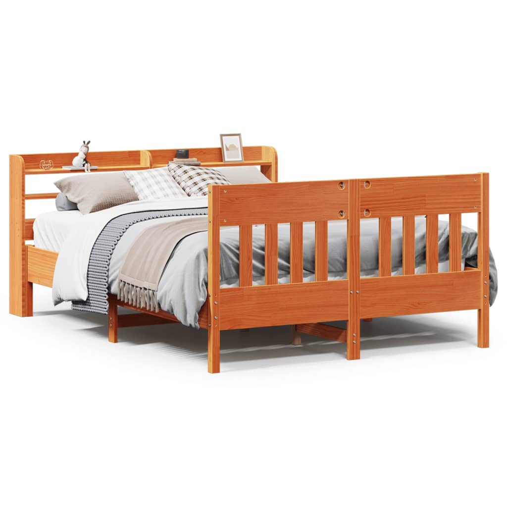 Bed Frame without Mattress Wax Brown 120x200 cm Solid Wood Pine