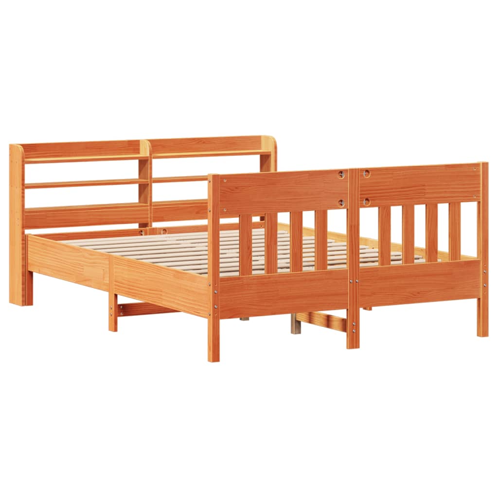 Bed Frame without Mattress Wax Brown 120x200 cm Solid Wood Pine