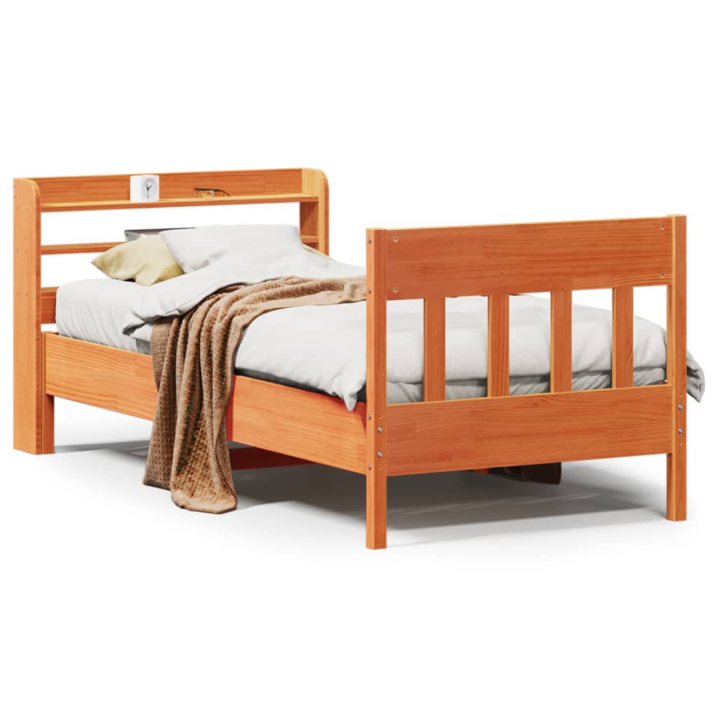 Bed Frame without Mattress Wax Brown 100x200 cm Solid Wood Pine