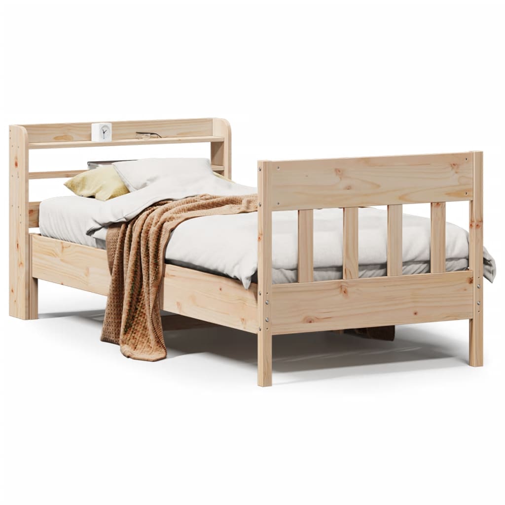 Bed Frame without Mattress 90x200 cm Solid Wood Pine