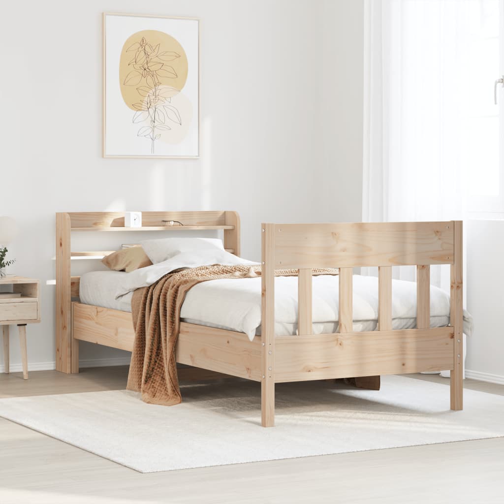 Bed Frame without Mattress 90x200 cm Solid Wood Pine