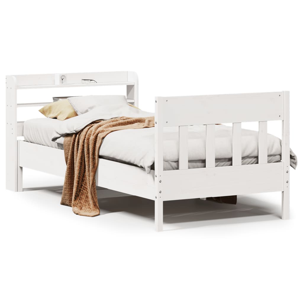 Bed Frame without Mattress White 90x200 cm Solid Wood Pine