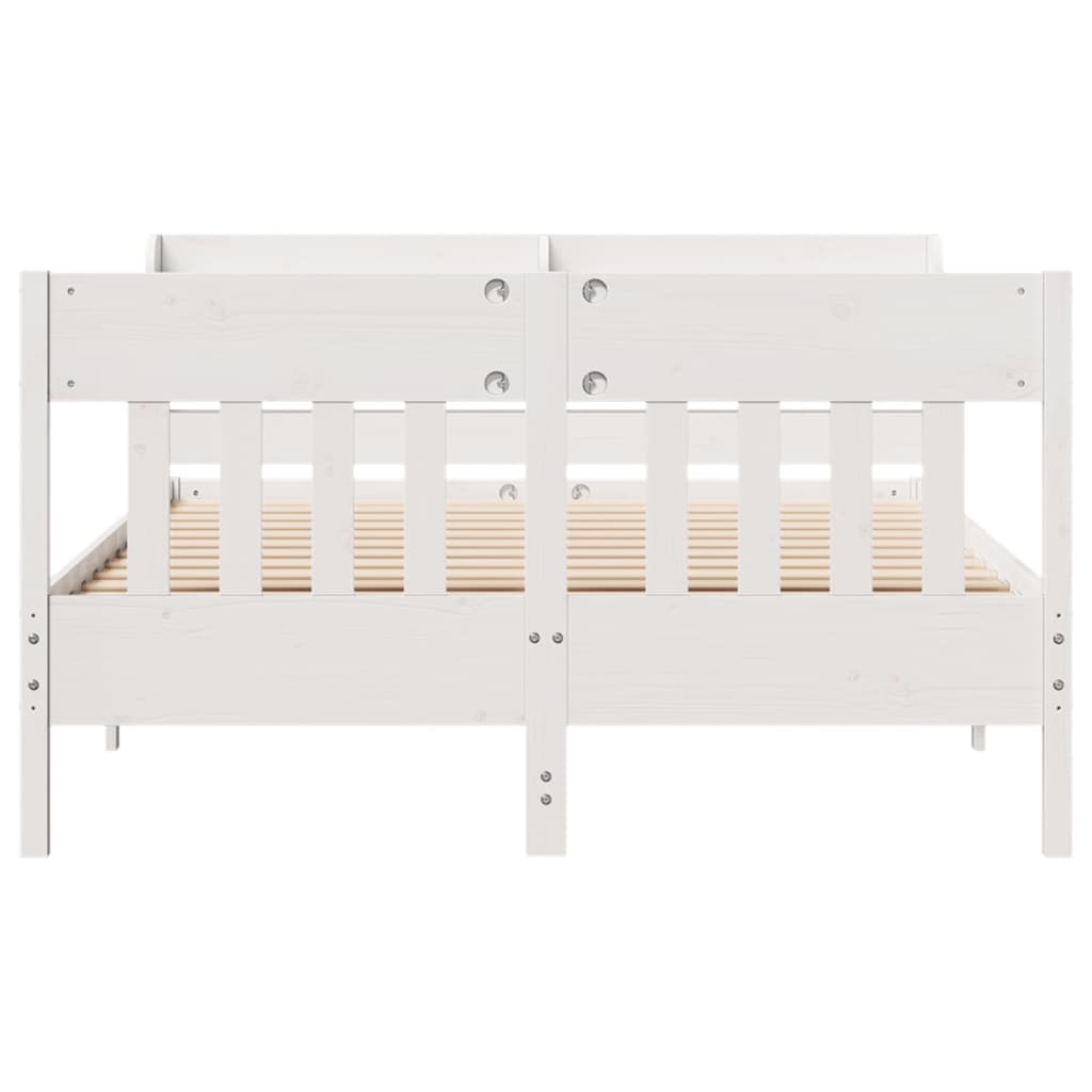 Bed Frame without Mattress White 140x190 cm Solid Wood Pine