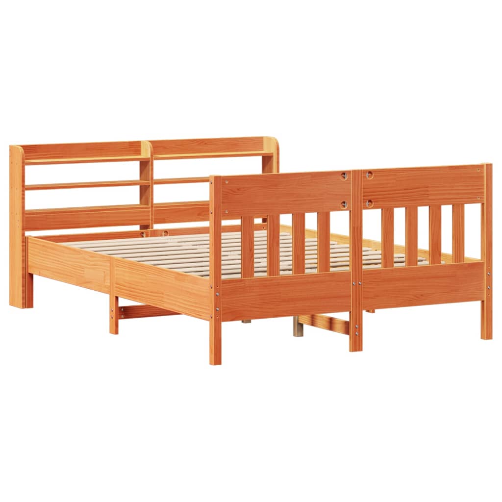 Bed Frame without Mattress Wax Brown 140x190 cm Solid Wood Pine