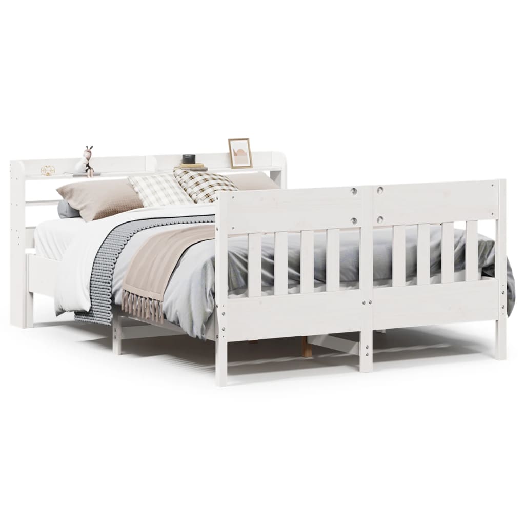 Bed Frame without Mattress White 120x190 cm Small Double Solid Wood Pine