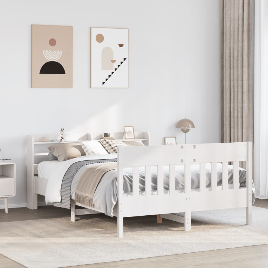 Bed Frame without Mattress White 120x190 cm Small Double Solid Wood Pine