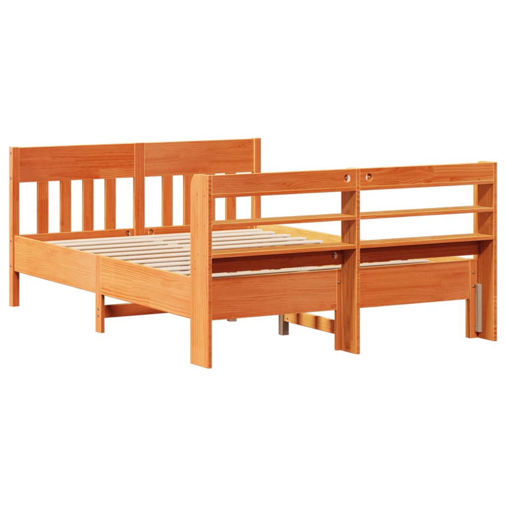 Bed Frame without Mattress Wax Brown 120x190 cm Small Double Solid Wood Pine