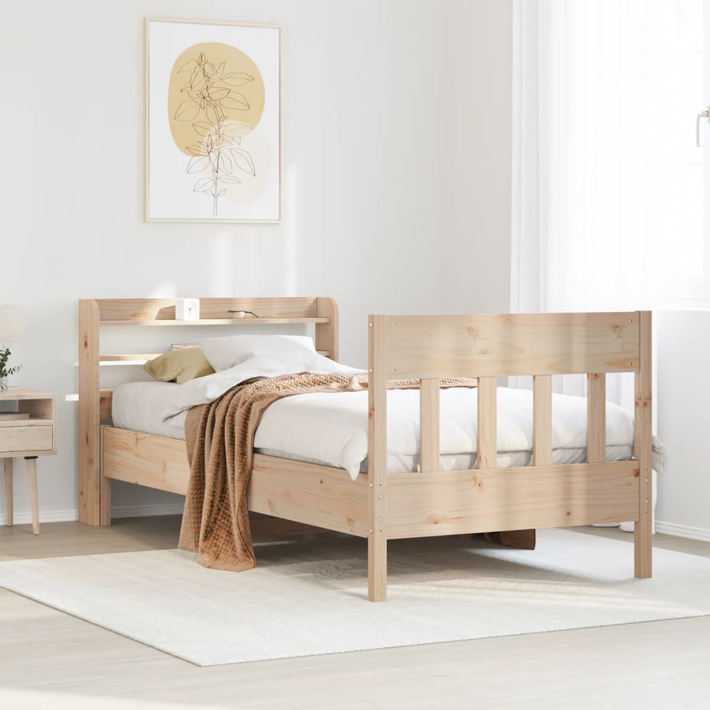 Bed Frame without Mattress 90x190 cm Single Solid Wood Pine