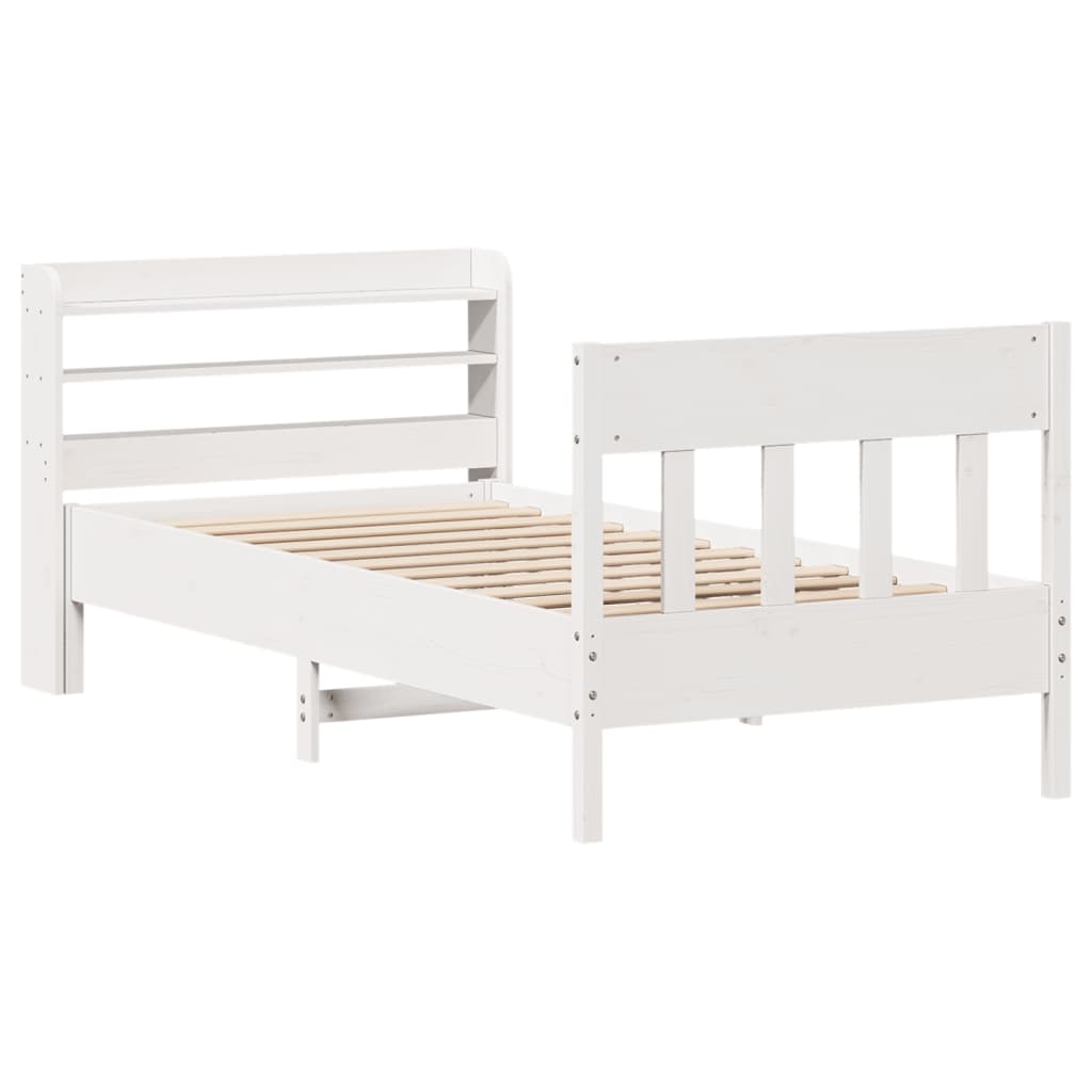 Bed Frame without Mattress White 90x190 cm Single Solid Wood Pine