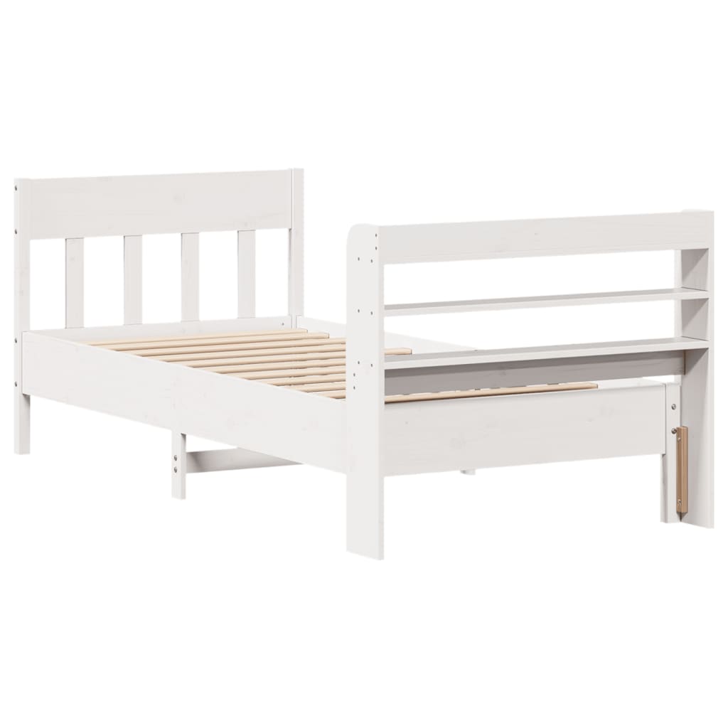 Bed Frame without Mattress White 90x190 cm Single Solid Wood Pine