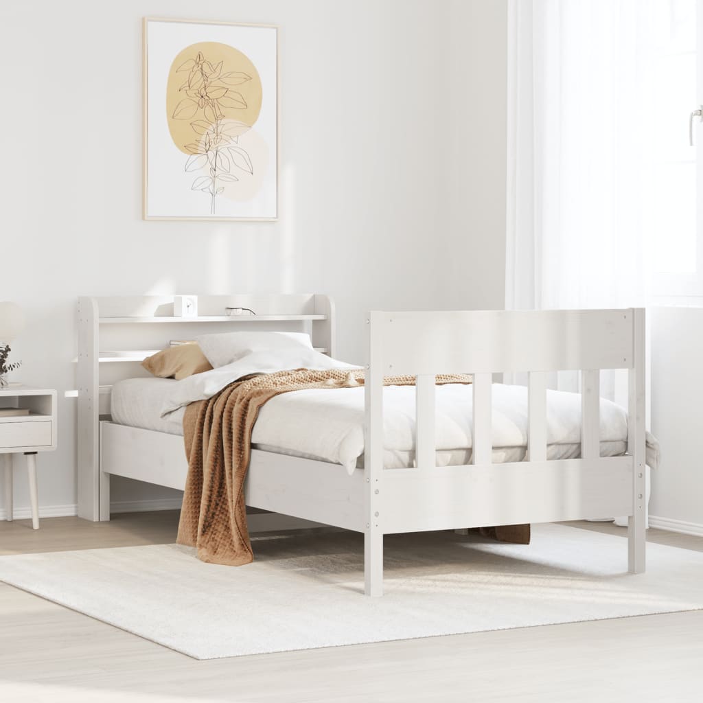 Bed Frame without Mattress White 90x190 cm Single Solid Wood Pine