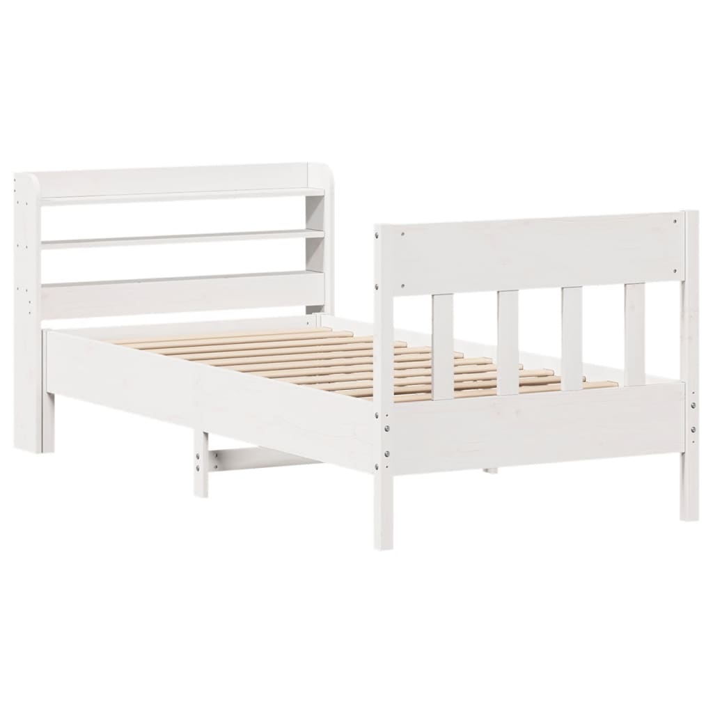 Bed Frame without Mattress White 75x190 cm Small Single Solid Wood Pine