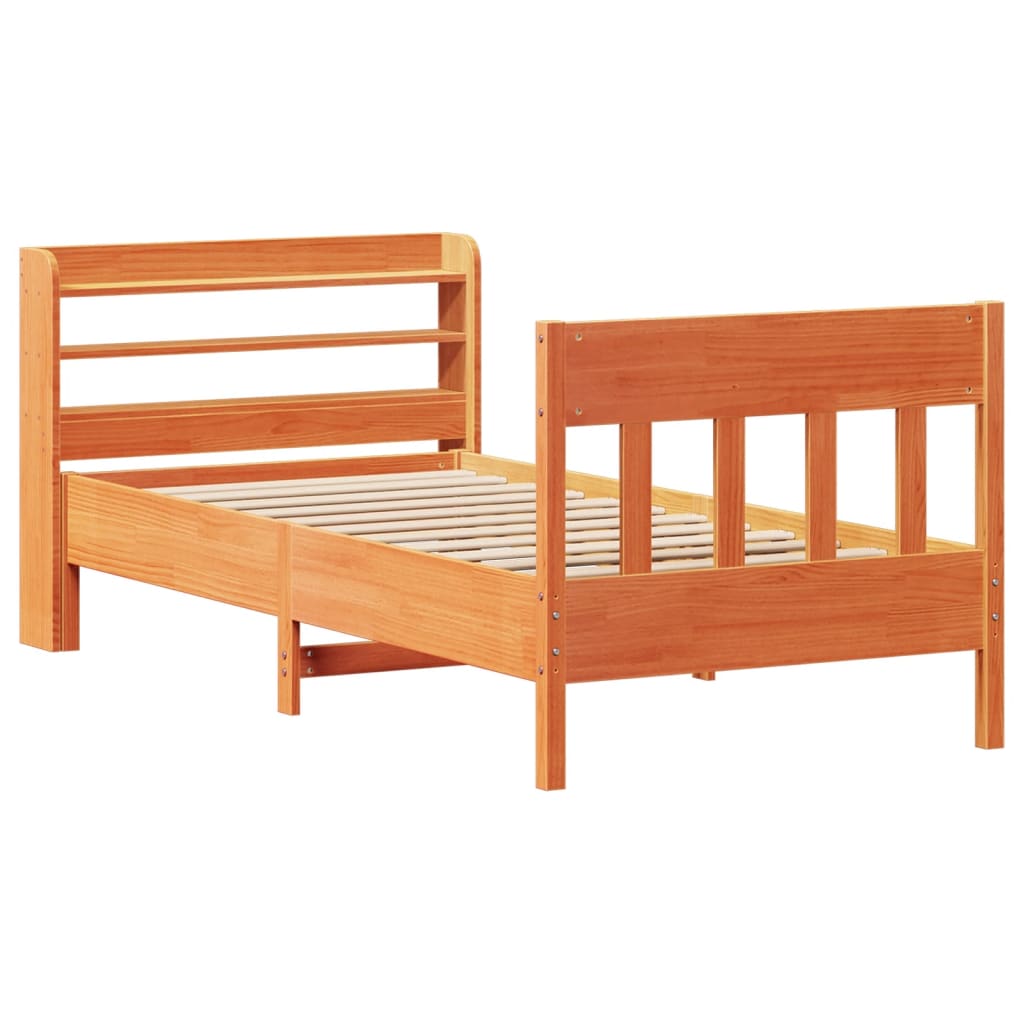 Bed Frame without Mattress Wax Brown 75x190 cm Small Single Solid Wood Pine