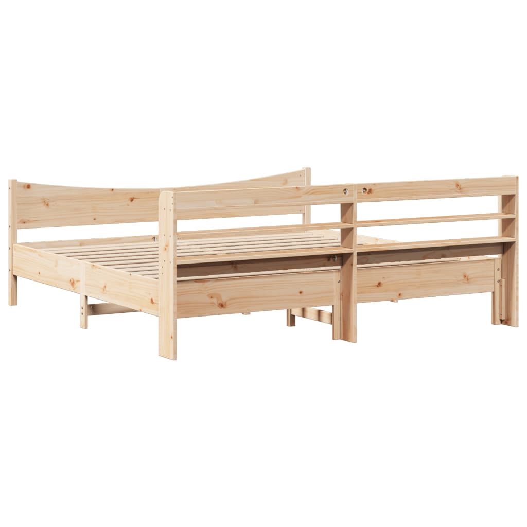 Bed Frame with Headboard 200x200 cm Solid Wood Pine