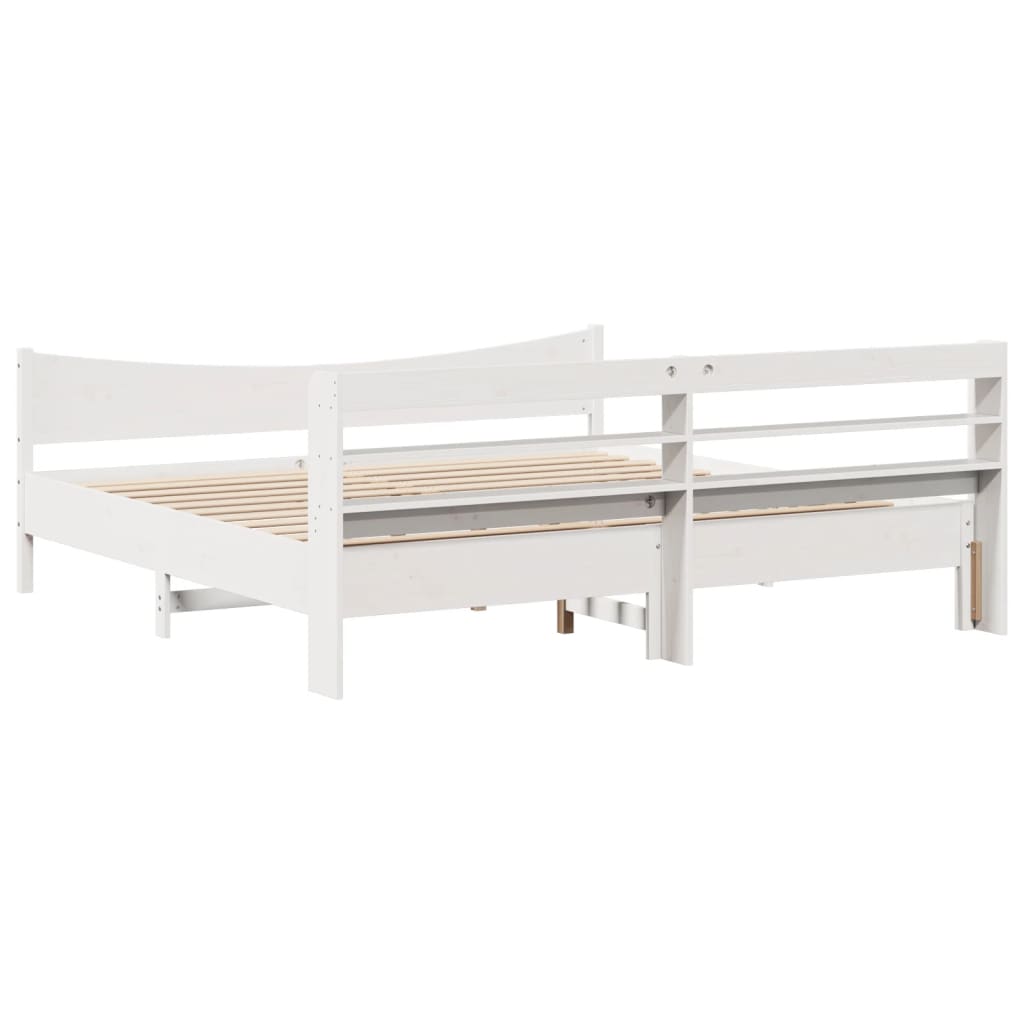 Bed Frame with Headboard White 200x200 cm Solid Wood Pine