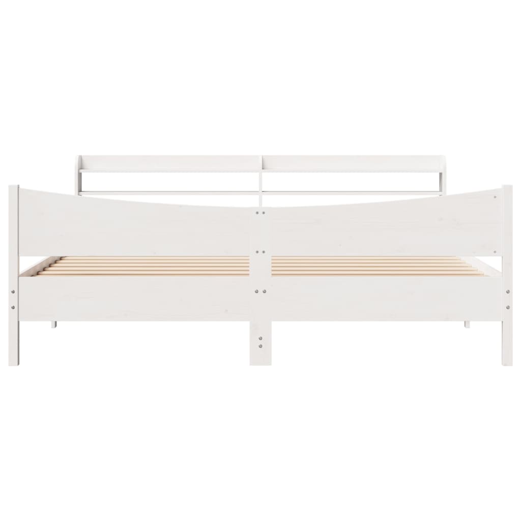 Bed Frame with Headboard White 180x200 cm Super King Solid Wood Pine