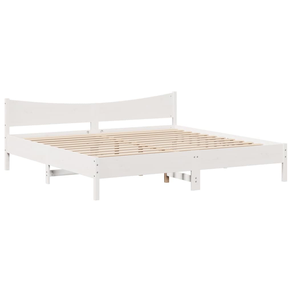Bed Frame with Headboard White 180x200 cm Super King Solid Wood Pine