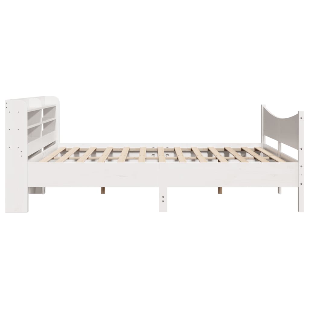 Bed Frame with Headboard White 180x200 cm Super King Solid Wood Pine