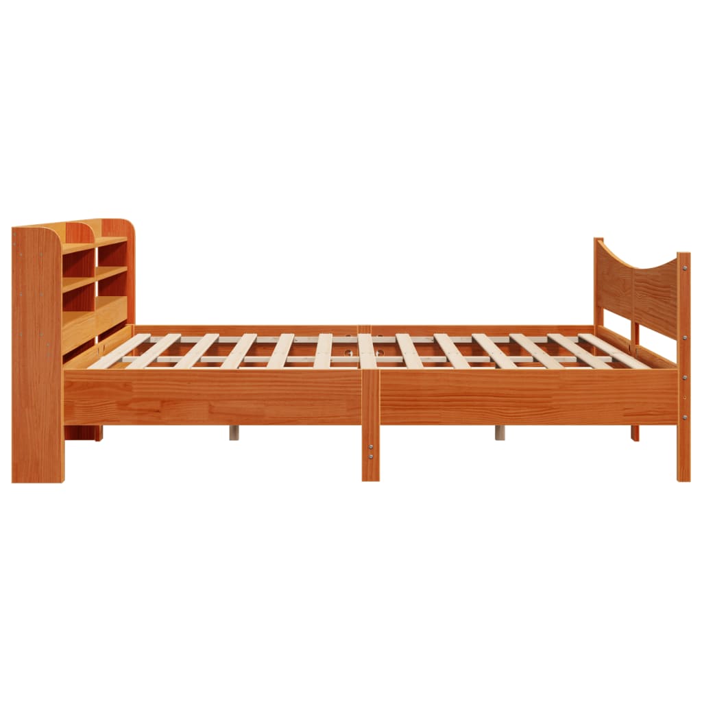 Bed Frame with Headboard Wax Brown 180x200 cm Super King Solid Wood Pine