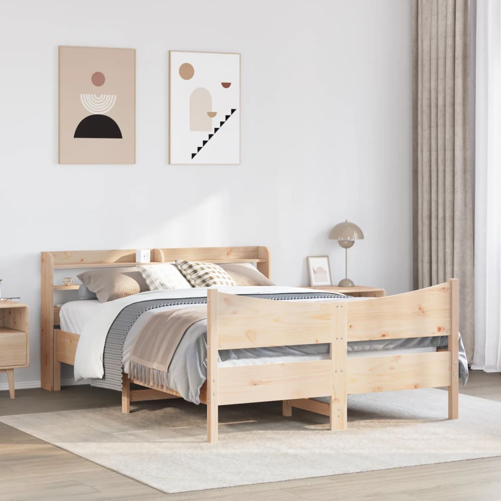 Bed Frame with Headboard 160x200 cm Solid Wood Pine