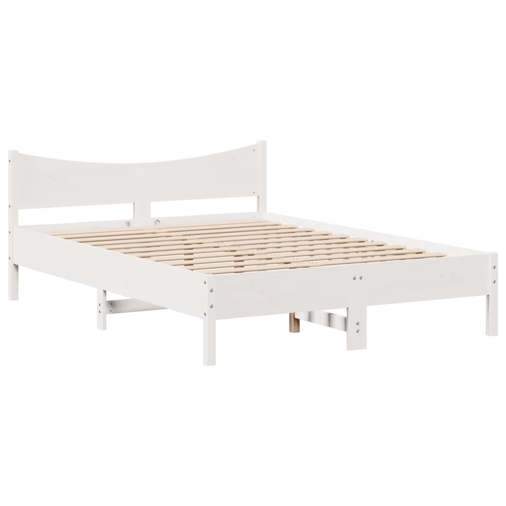 Bed Frame with Headboard White 140x200 cm Solid Wood Pine