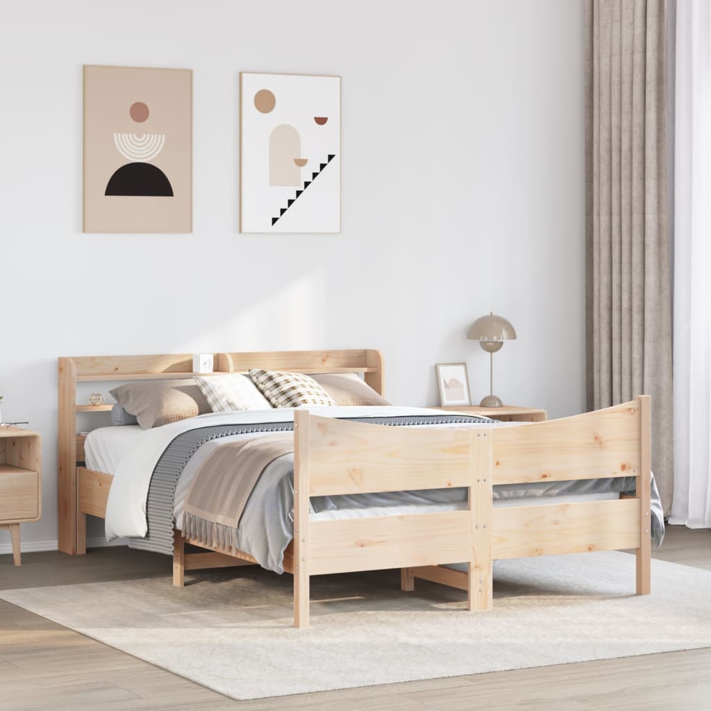 Bed Frame with Headboard 120x200 cm Solid Wood Pine