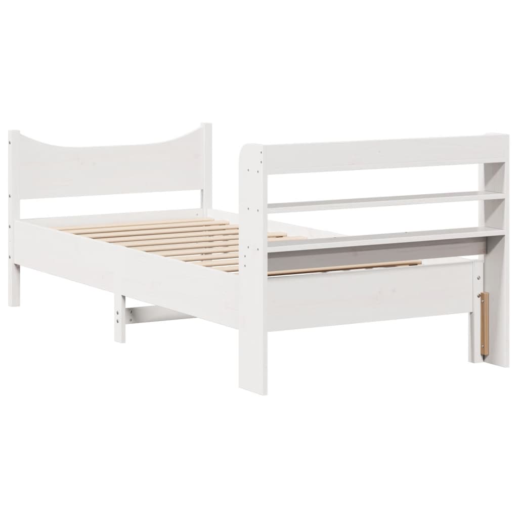 Bed Frame with Headboard White 90x200 cm Solid Wood Pine
