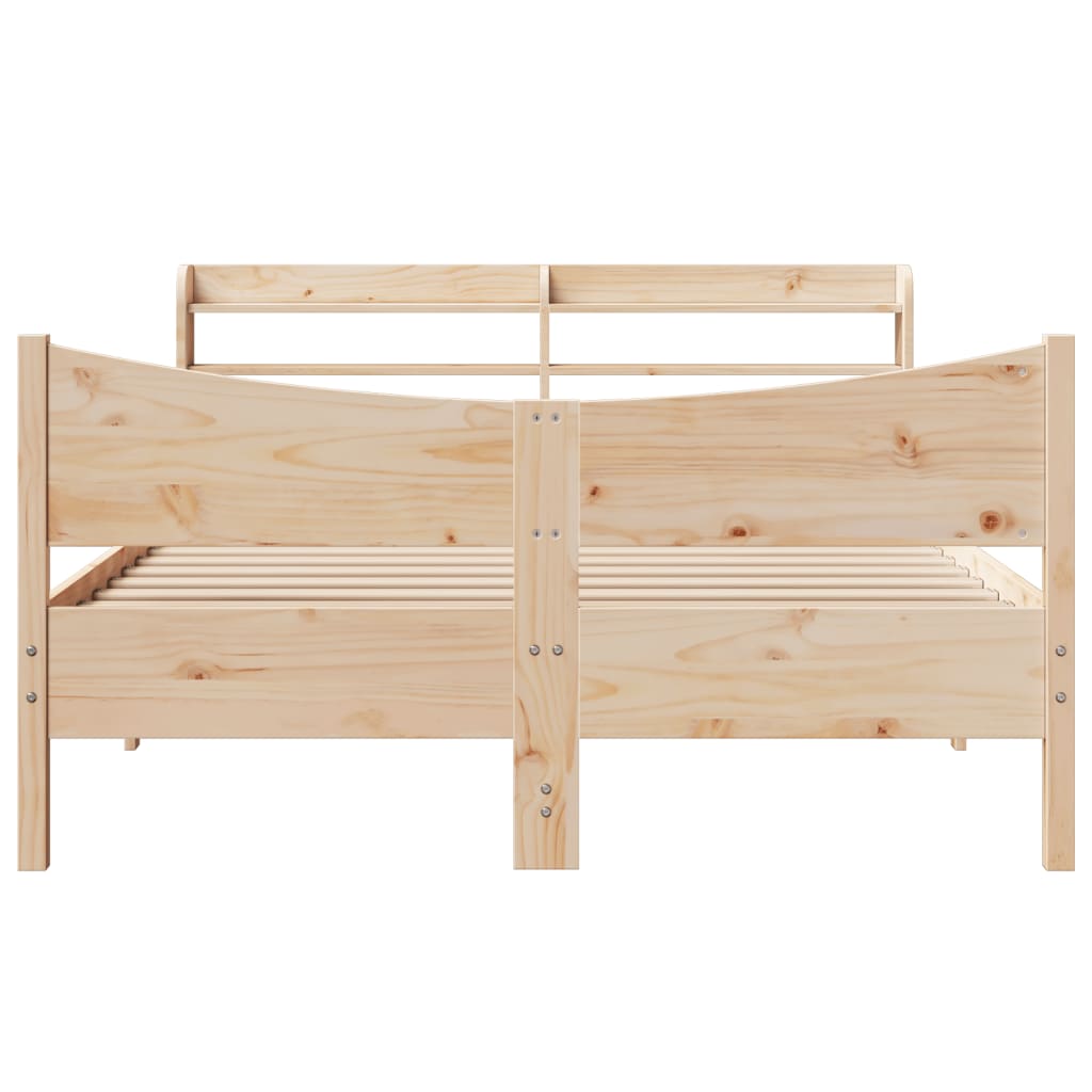 Bed Frame with Headboard 140x190 cm Solid Wood Pine