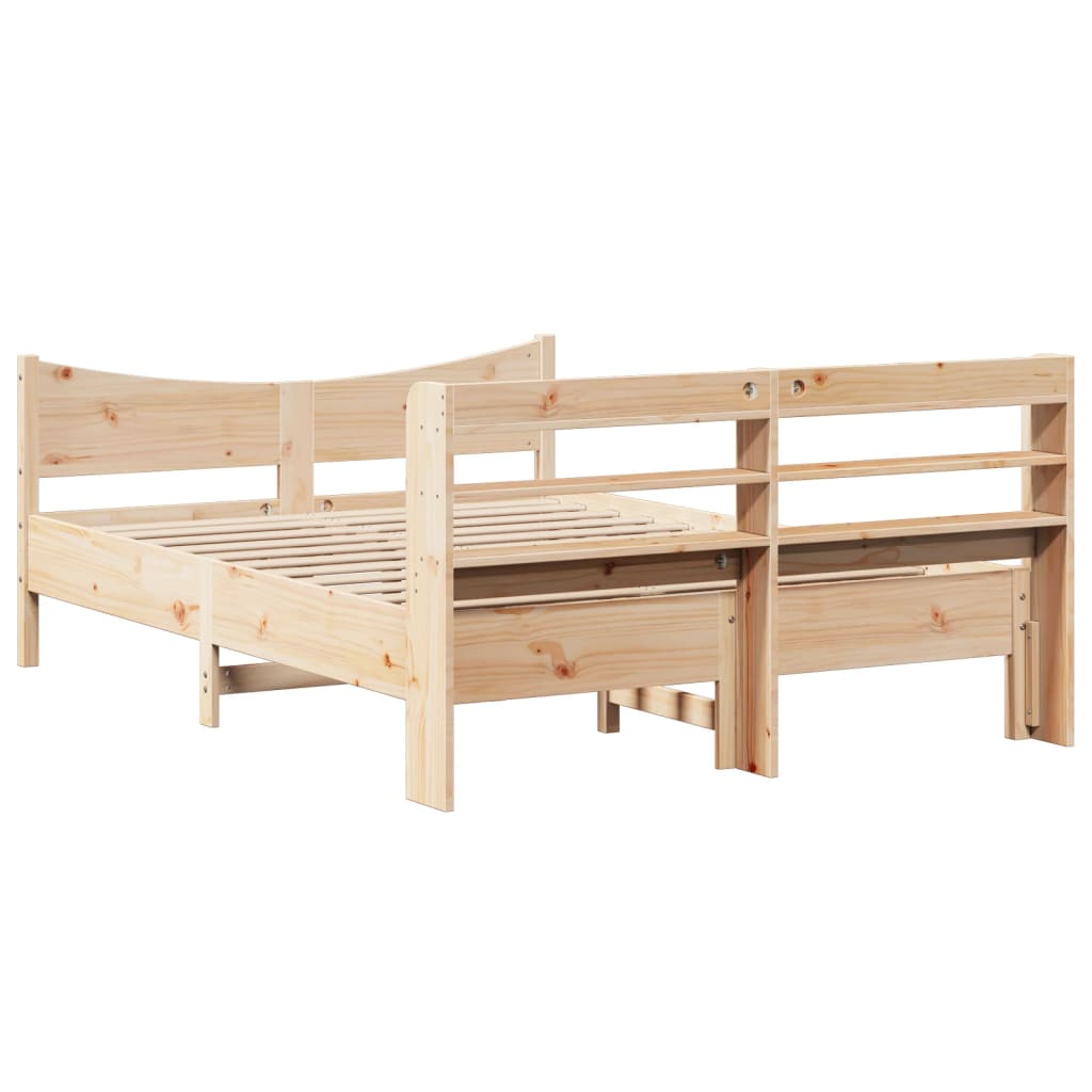 Bed Frame with Headboard 140x190 cm Solid Wood Pine
